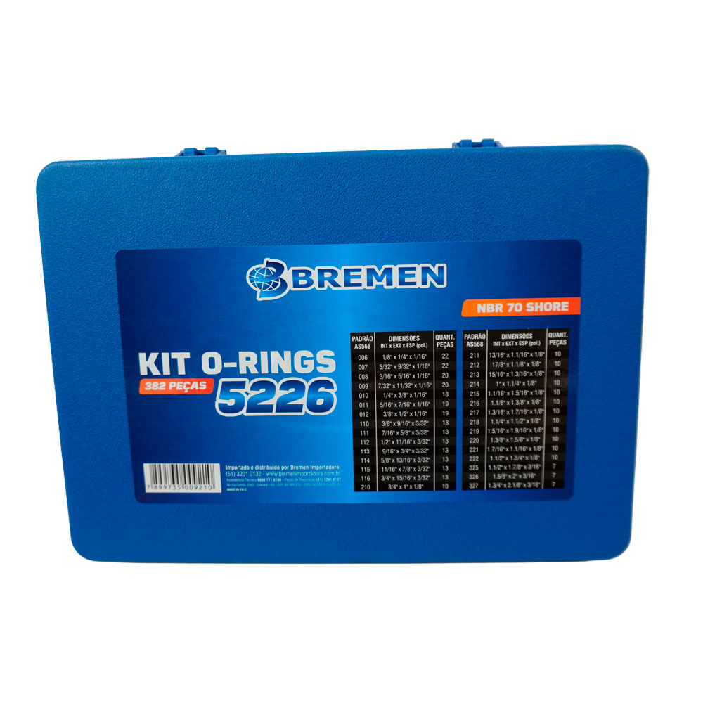 Kit Maleta O-Rings NBR 382 Peças • Medidas no Sistema Imperial (pol.)