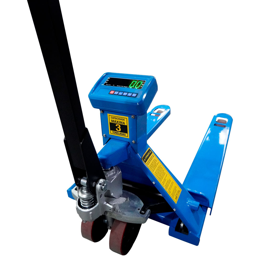 Paleteira Hidráulica Manual com Balança Digital • Rodas Duplas em PU • 3 TON