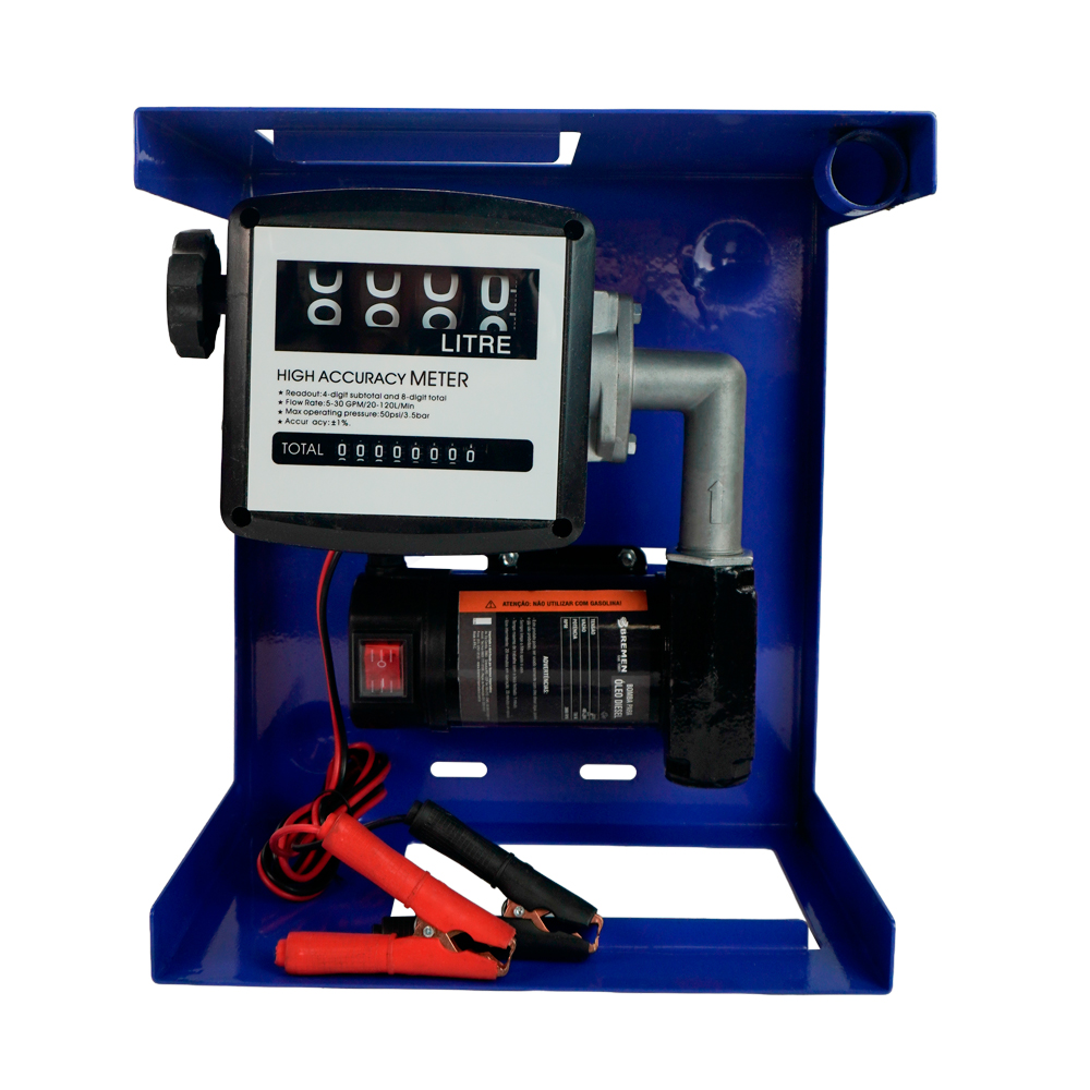 Kit Abastecimento para Diesel 12V 40L/min • C/ Bico Manual e Mangueira de Transf. NBR 4m