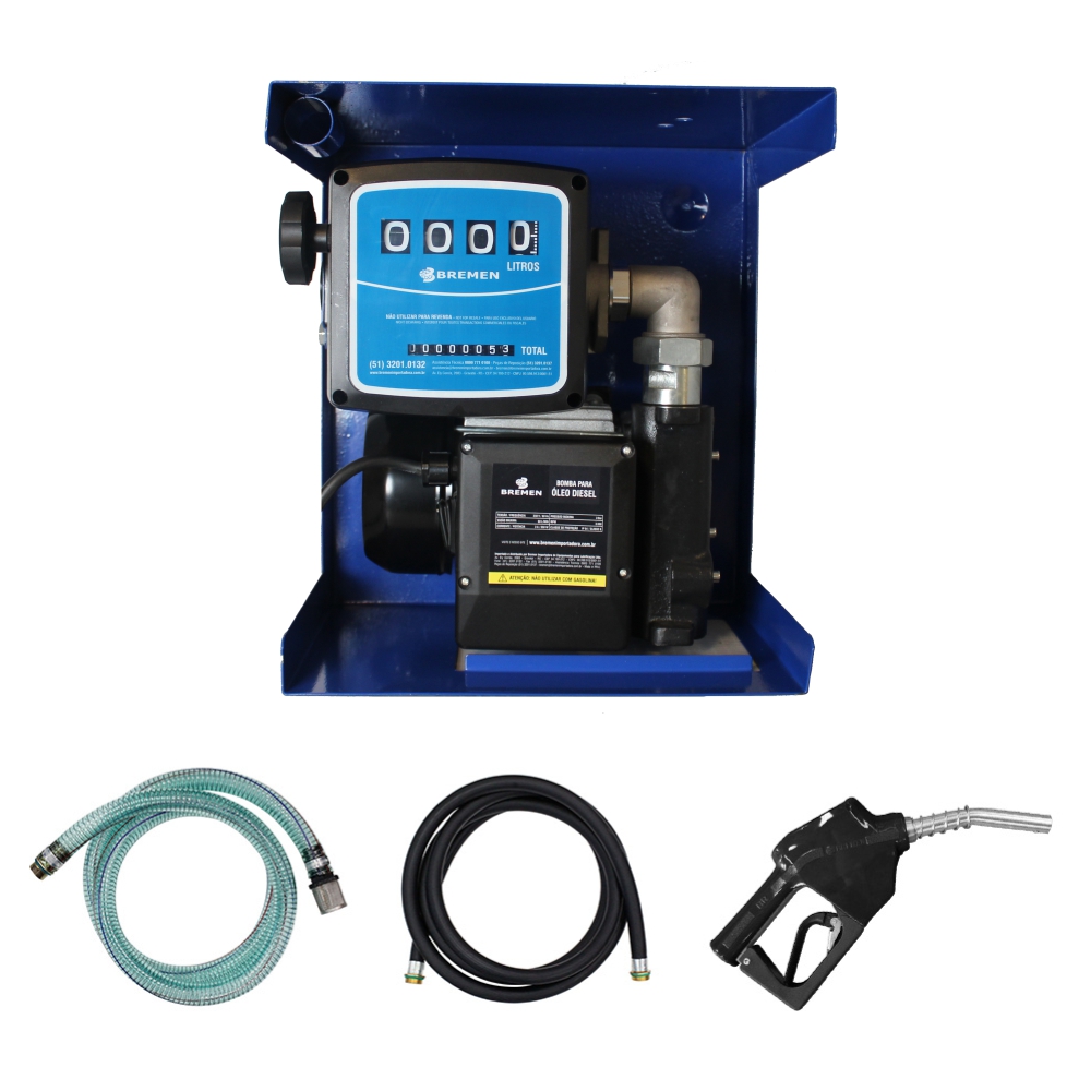 Kit de Abastecimento para Diesel 230V 60L/min • C/ Medidor, Bico Automático e Mangueira 4m