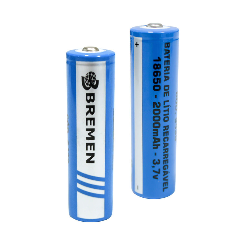 Bateria Recarregável de Lítio 18650 2000 mAh para Lanternas Bremen