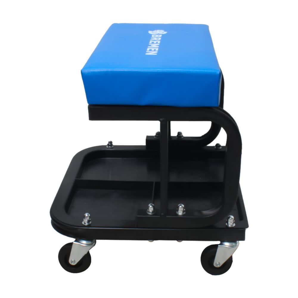 Banqueta para Mecânico 150 kg • C/ Assento Fixo, Rodízios e Bandeja para Ferramentas