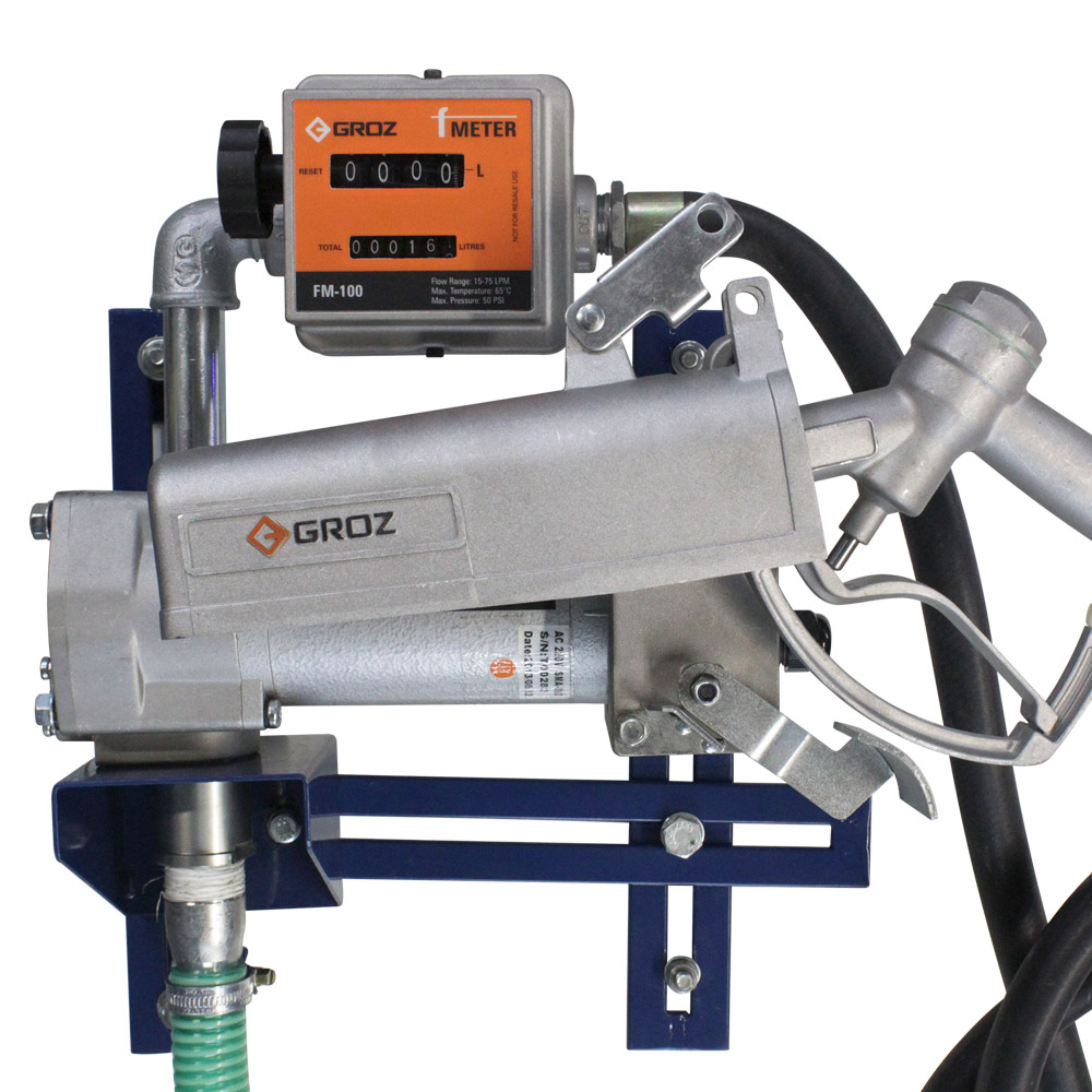 Kit para Contentor IBC com Bomba GROZ para Diesel e Gasolina 220V 57L/min • À Prova de Explosão