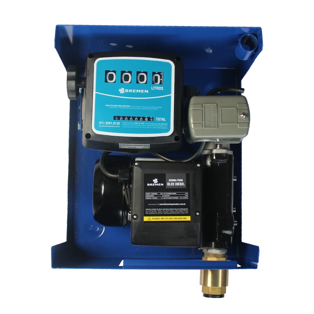 Kit Abastecimento com Pressostato para Diesel 220V 60L/min • C/ Bico Automático, Mangueira de Transf. NBR 4m e Válvula Antirretorno