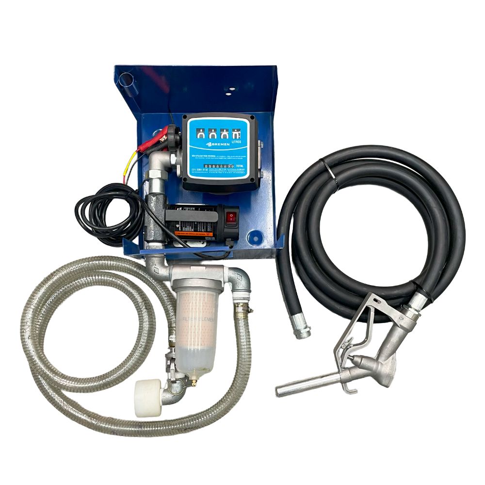 Kit para Contentor IBC com Bomba para Diesel 12V 40L/min • C/ Filtro, Bico Manual e Mangueira NBR 4m