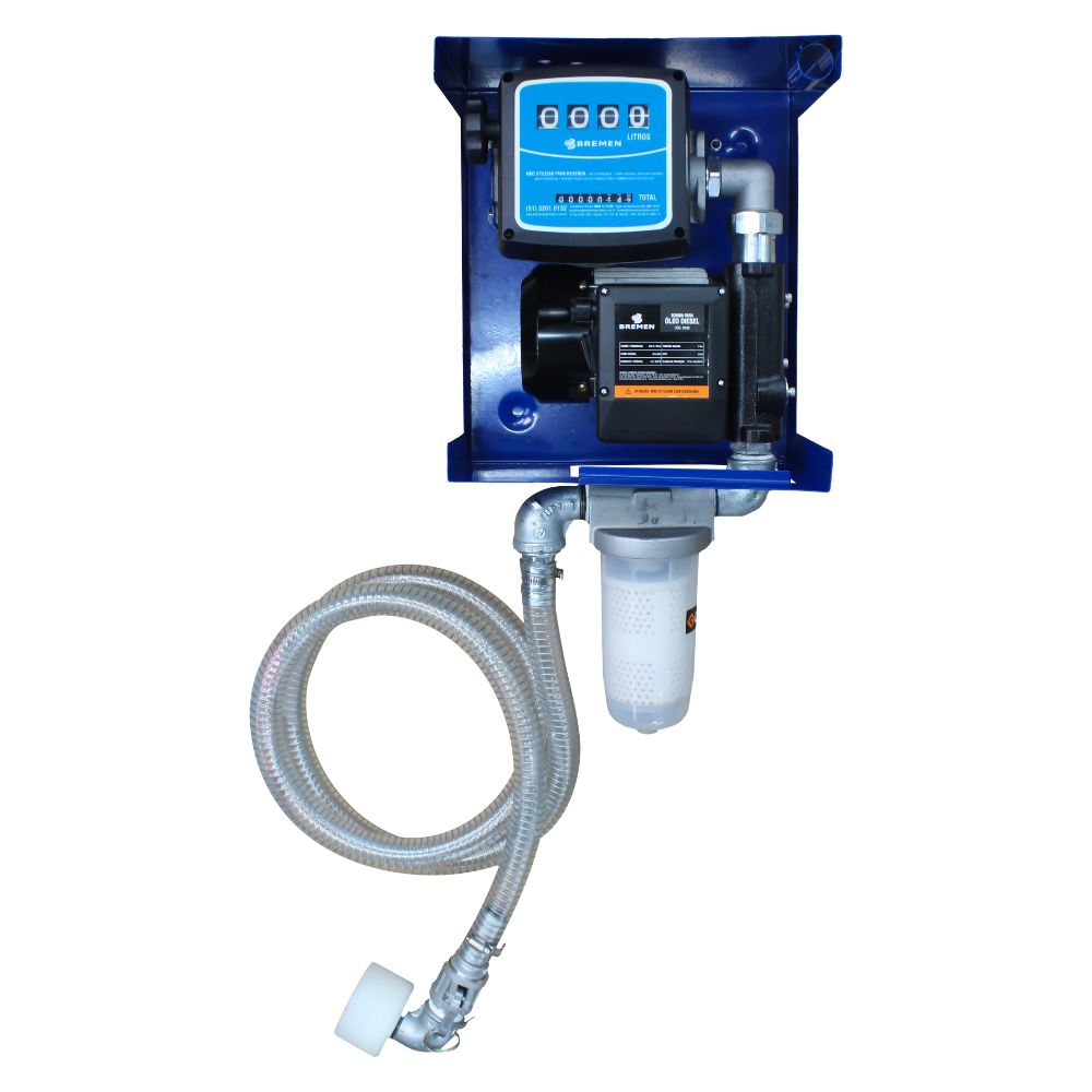 Kit para Contentor IBC com Bomba para Diesel 220V 60L/min • C/ Filtro, Bico Manual e Mangueira de Transf. NBR 4m
