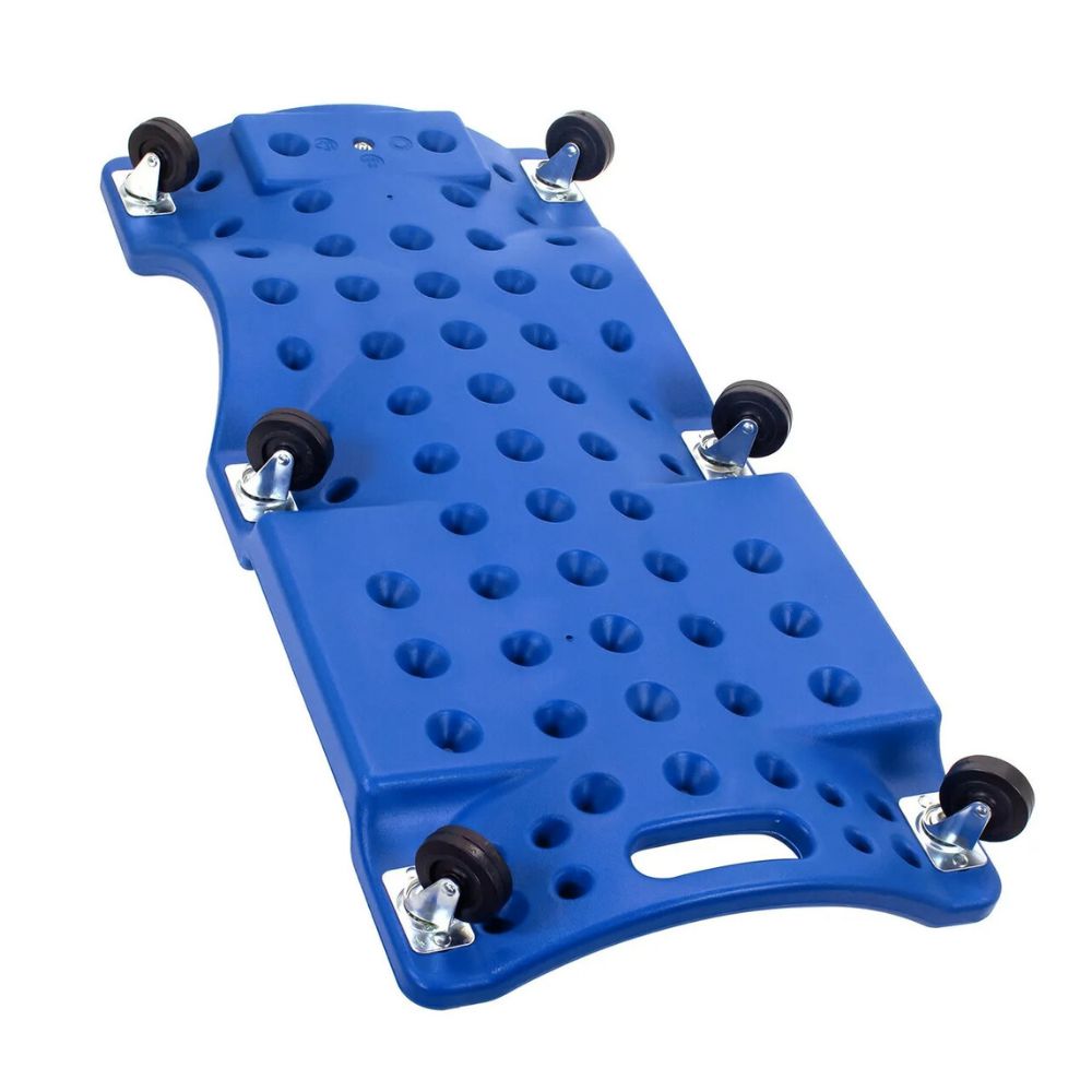 Esteira para Mecânico 150 kg Azul • C/ Encosto para Cabeça e Porta-Ferramentas