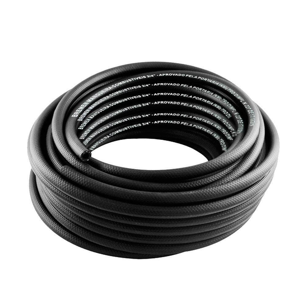 Mangueira Hidráulica SAE 100 R1AT NBR Ø 3/4" x Rolo 50 m • 1 Trama de Aço • P/ Combustíveis • Aprovada INMETRO