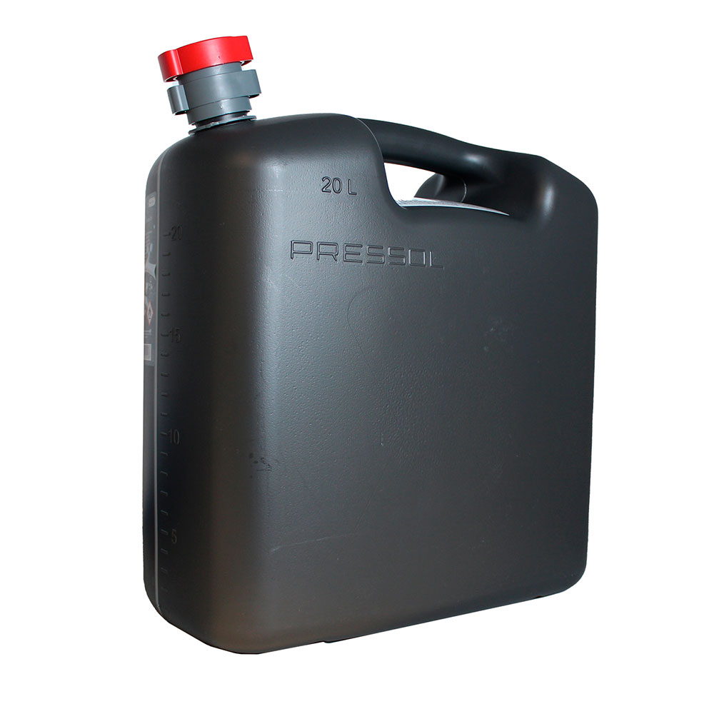Galão Graduado de HDPE PRESSOL para Combustíveis 20L • C/ Extensão Flexível • Certificação UN3H1