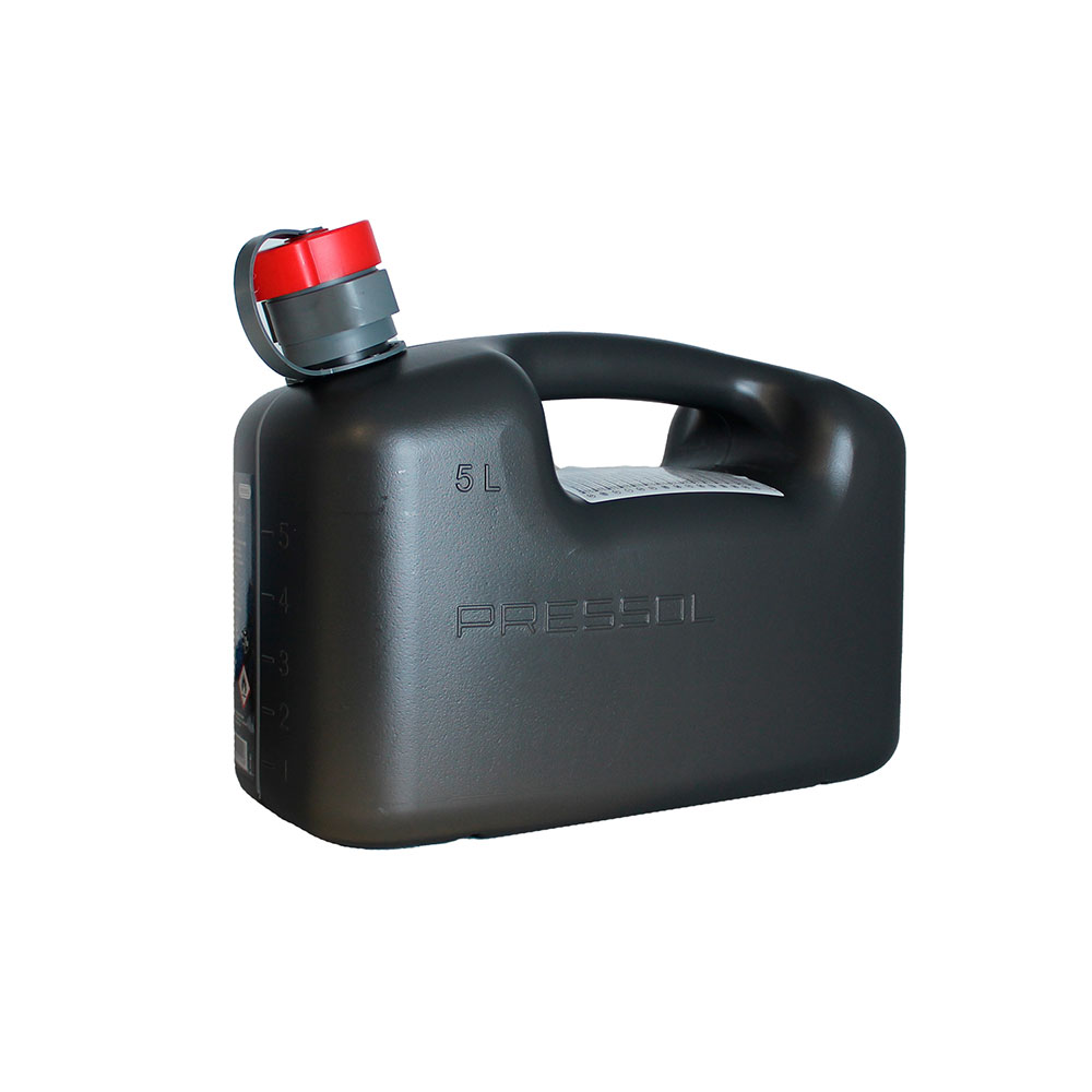 Galão Graduado de HDPE PRESSOL para Combustíveis 5L • C/ Extensão Flexível • Certificação UN3H1