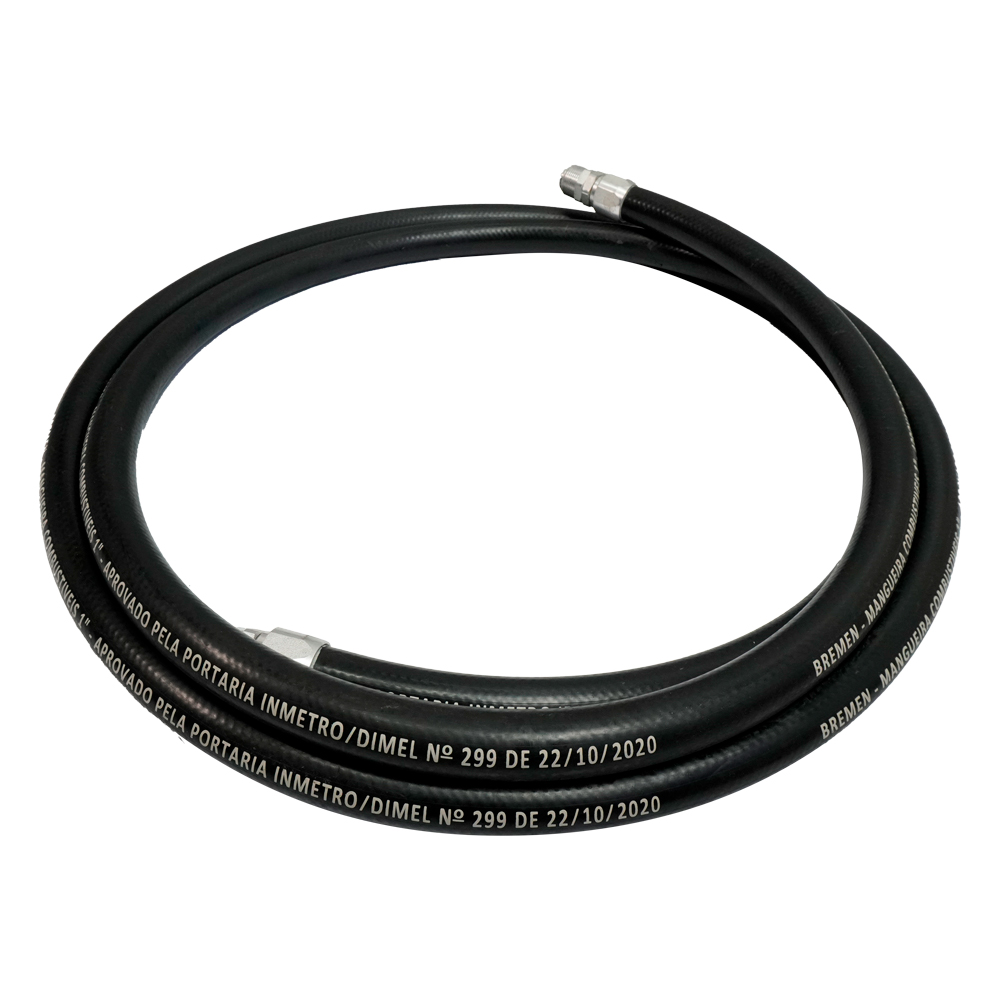 Mangueira Hidráulica SAE 100 R1AT NBR Ø 1" x 5m • 1 Trama de Aço • P/ Combustíveis • Aprovada INMETRO