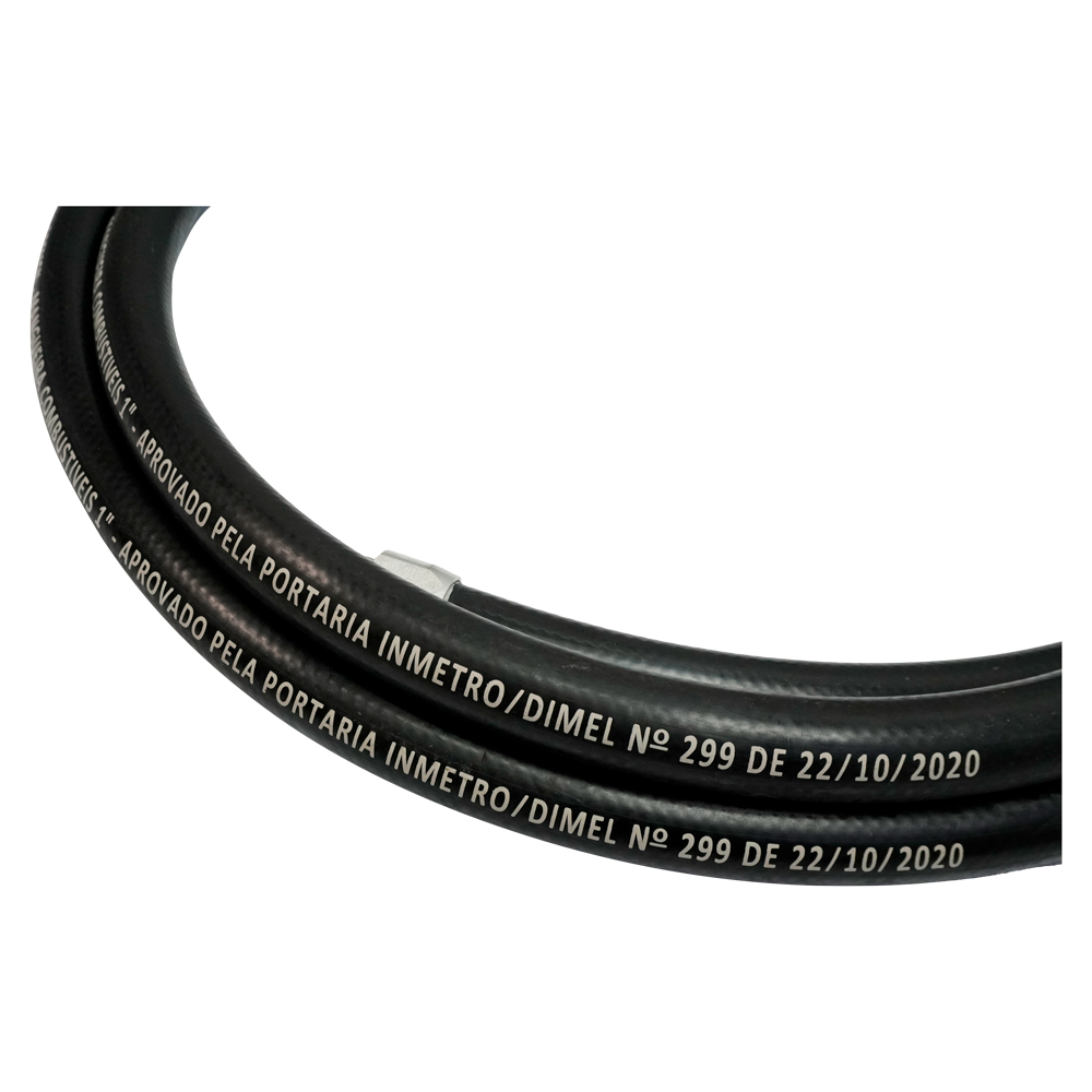Mangueira Hidráulica SAE 100 R1AT NBR Ø 1" x 5m • 1 Trama de Aço • P/ Combustíveis • Aprovada INMETRO